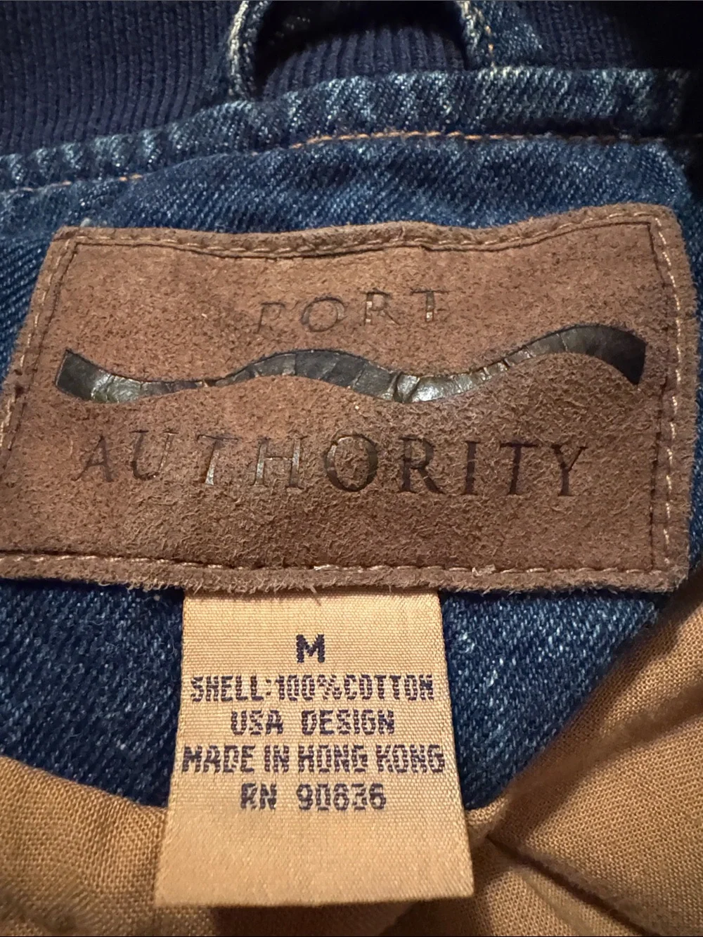 Denim & Tan Varsity Bomber Jacket - Picture 4 of 4
